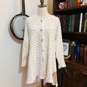 VTG Coquette Sarah Spencer Rosette Button Thermal Dainty Floral Nightgown SZ ML